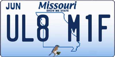 MO license plate UL8M1F