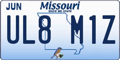 MO license plate UL8M1Z