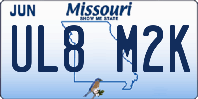 MO license plate UL8M2K