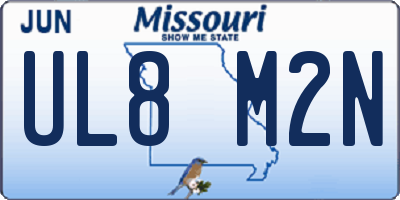 MO license plate UL8M2N