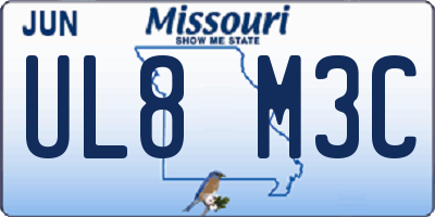 MO license plate UL8M3C