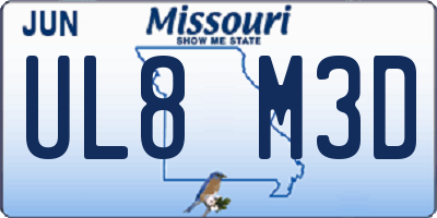 MO license plate UL8M3D
