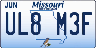 MO license plate UL8M3F