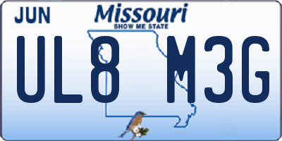 MO license plate UL8M3G