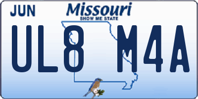 MO license plate UL8M4A