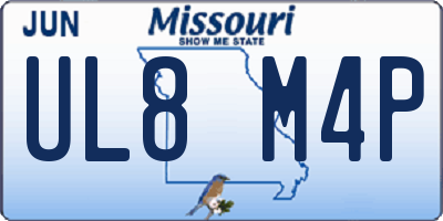 MO license plate UL8M4P