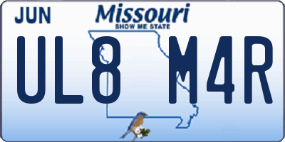 MO license plate UL8M4R