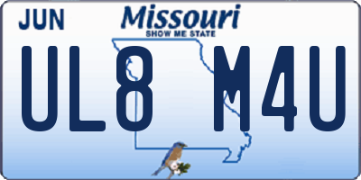 MO license plate UL8M4U