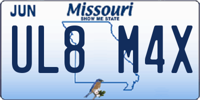 MO license plate UL8M4X
