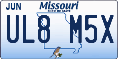 MO license plate UL8M5X