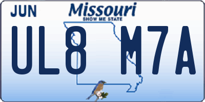 MO license plate UL8M7A