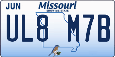 MO license plate UL8M7B