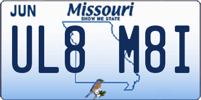 MO license plate UL8M8I