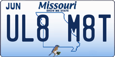 MO license plate UL8M8T