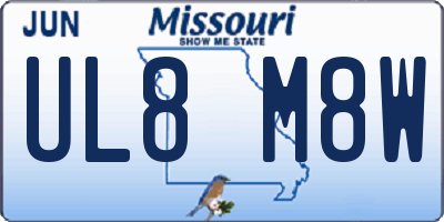 MO license plate UL8M8W