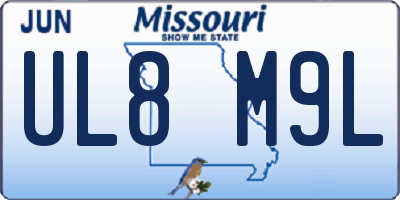 MO license plate UL8M9L