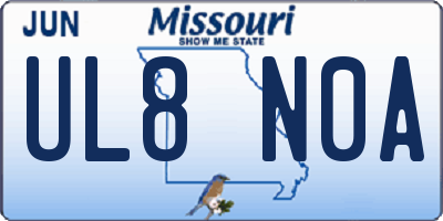 MO license plate UL8N0A