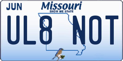 MO license plate UL8N0T