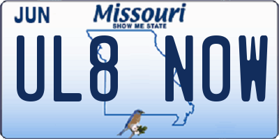 MO license plate UL8N0W