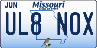 MO license plate UL8N0X