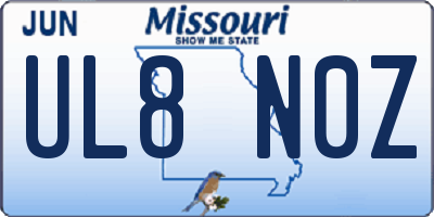 MO license plate UL8N0Z