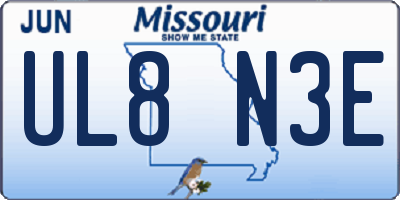 MO license plate UL8N3E