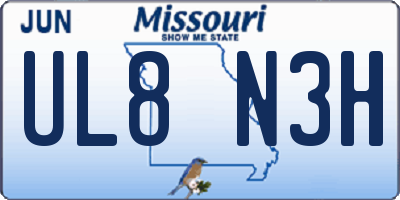MO license plate UL8N3H