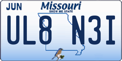 MO license plate UL8N3I