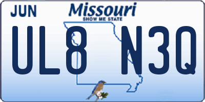 MO license plate UL8N3Q