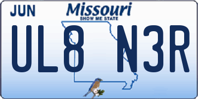 MO license plate UL8N3R