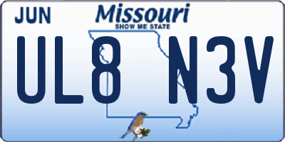 MO license plate UL8N3V