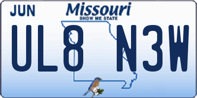 MO license plate UL8N3W