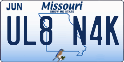 MO license plate UL8N4K