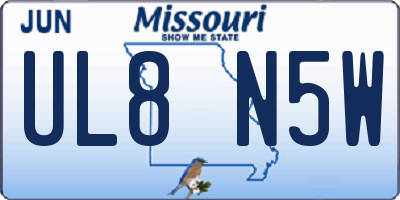 MO license plate UL8N5W