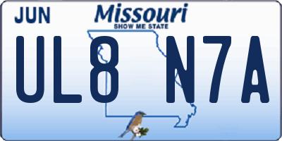 MO license plate UL8N7A