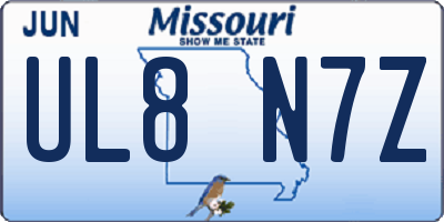 MO license plate UL8N7Z
