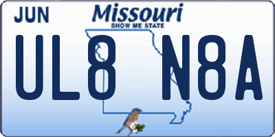 MO license plate UL8N8A