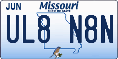 MO license plate UL8N8N