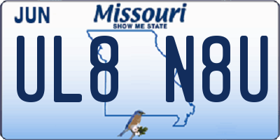 MO license plate UL8N8U