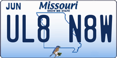 MO license plate UL8N8W