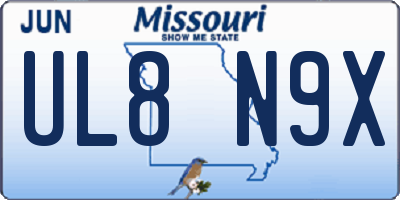 MO license plate UL8N9X