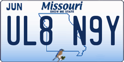 MO license plate UL8N9Y