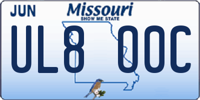 MO license plate UL8O0C