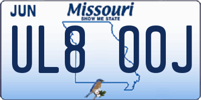MO license plate UL8O0J