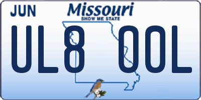 MO license plate UL8O0L