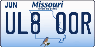 MO license plate UL8O0R
