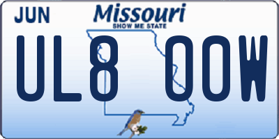 MO license plate UL8O0W