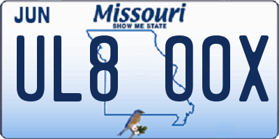 MO license plate UL8O0X