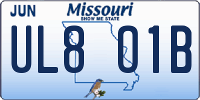 MO license plate UL8O1B