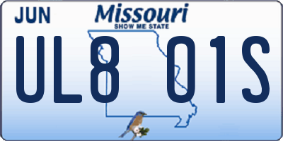 MO license plate UL8O1S